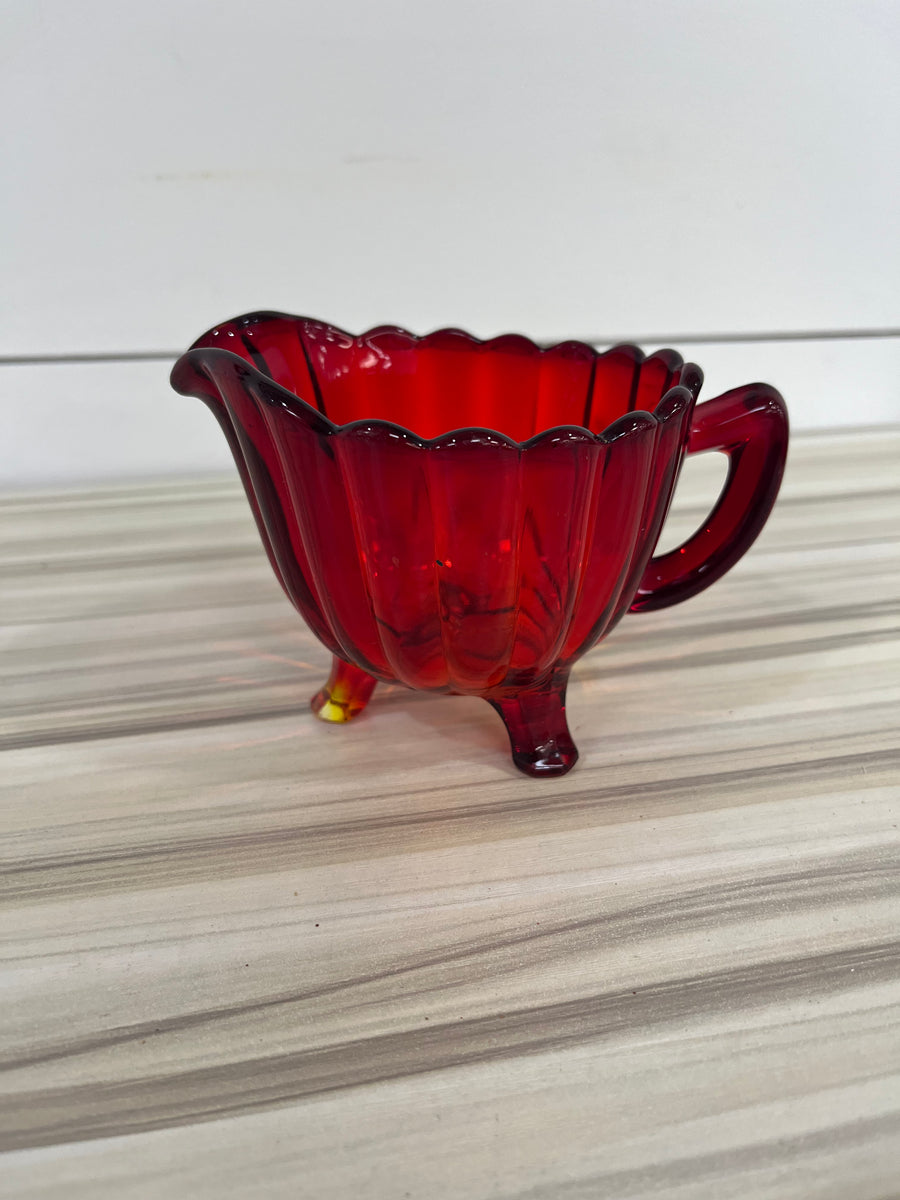 Vintage Red Glass Creamer Finders Keepers Brantford Shop