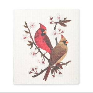 Cardinals & Cherry Blossoms Swedish Dishcloth