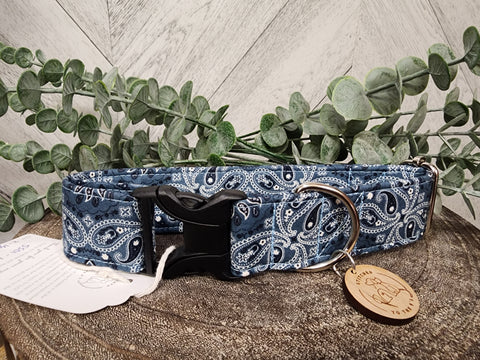 Blue Paisley Dog Collar - Lg