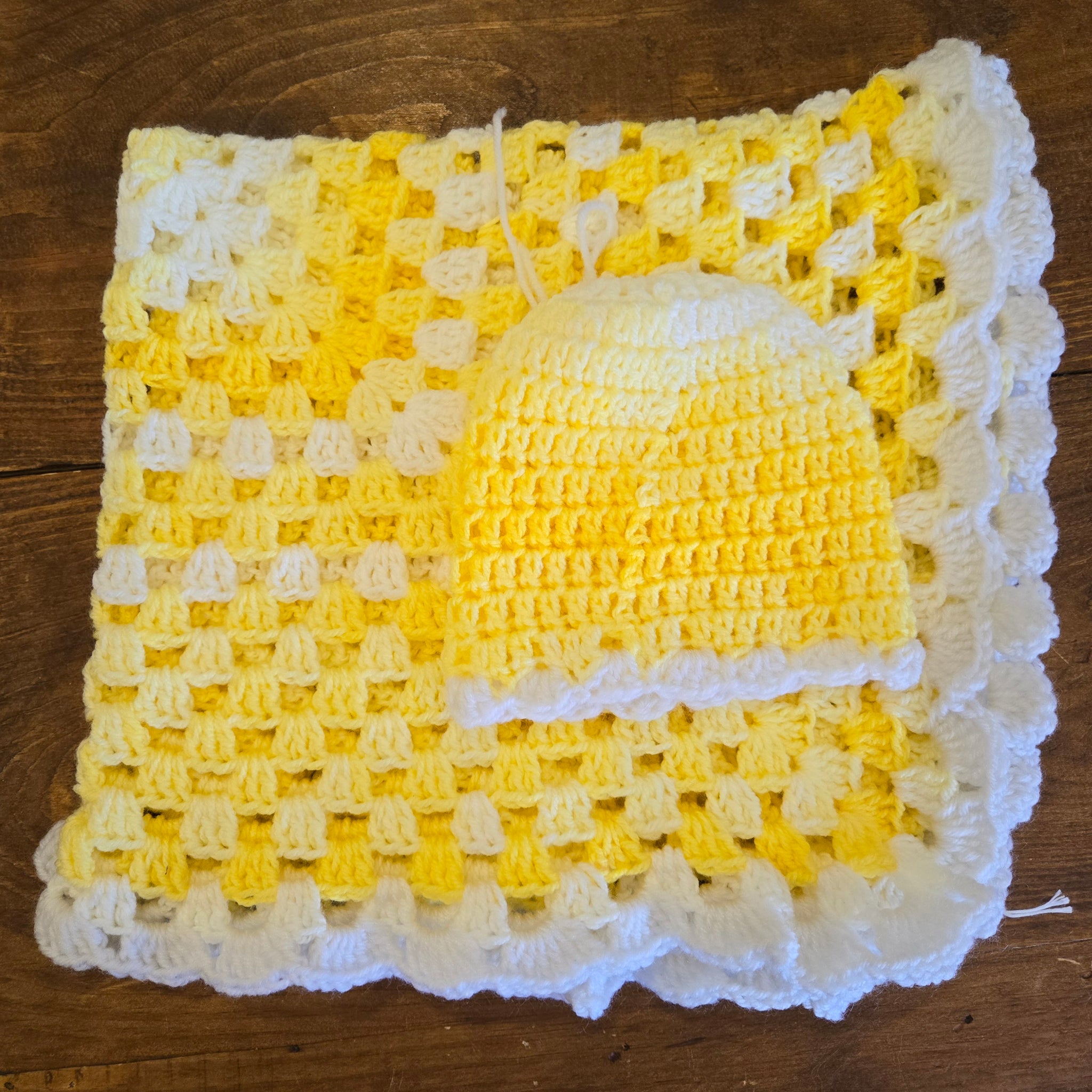 Baby Car Seat Blanket & Hat Set - Yellow