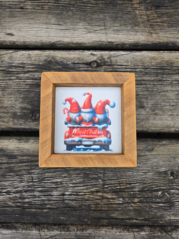 4x4 Sublimated Mery Christmas Gnome Truck sign.