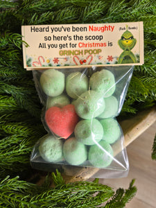 Grinch Poop Bath Bomb Package