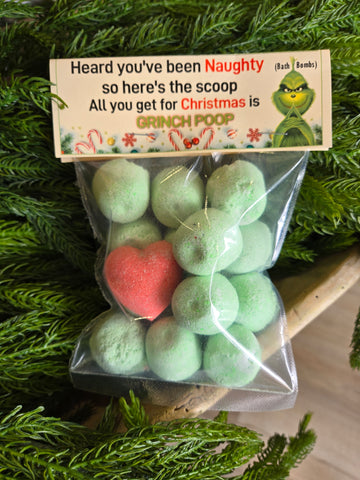 Grinch Poop Bath Bomb Package