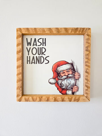 9x9 Wash your hands Santa  sign.