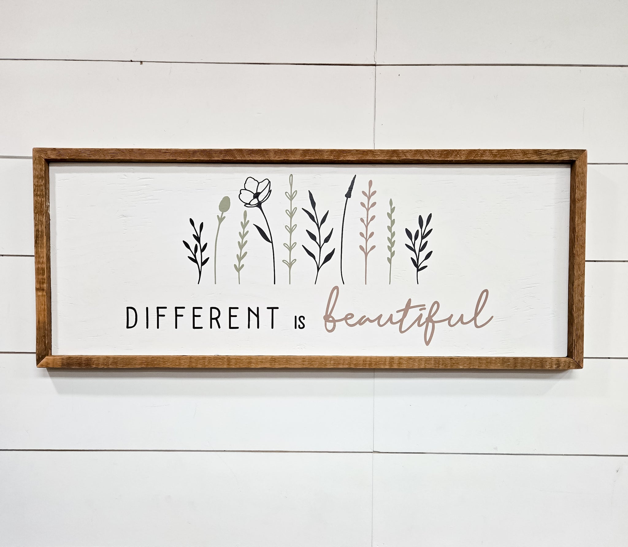 13 x 33 Different is beautiful floral sign