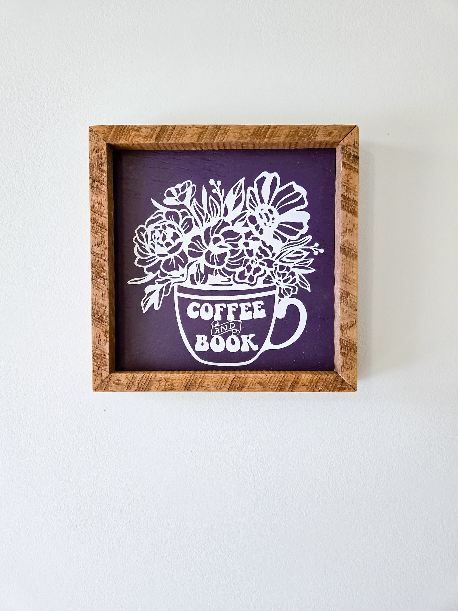 9x9 Coffee and Books floral cup sign