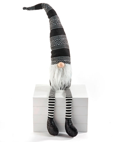 Shelf Sitter Gnome - Grey Body Striped Legs