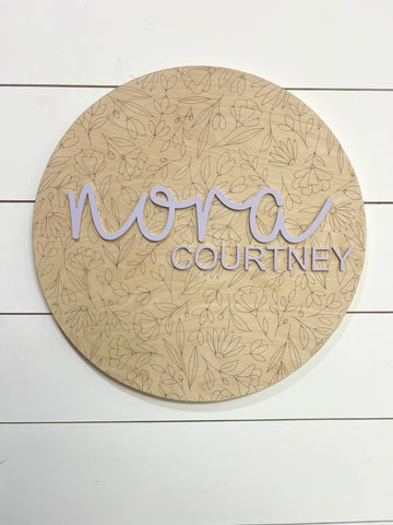 18" Round Modern Wall Art - Engraved with Acrylic Overlay