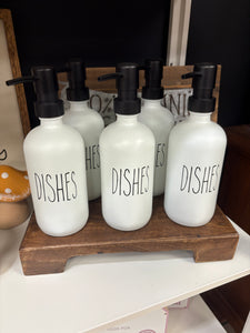 White Dishes Soap Pump