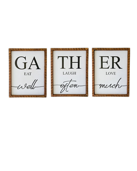 Gather sign SET of 3