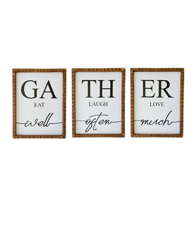 Gather sign SET of 3