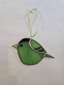 Stained Glass Green Bird