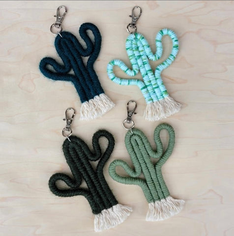 Blue Green Cactus Keychain