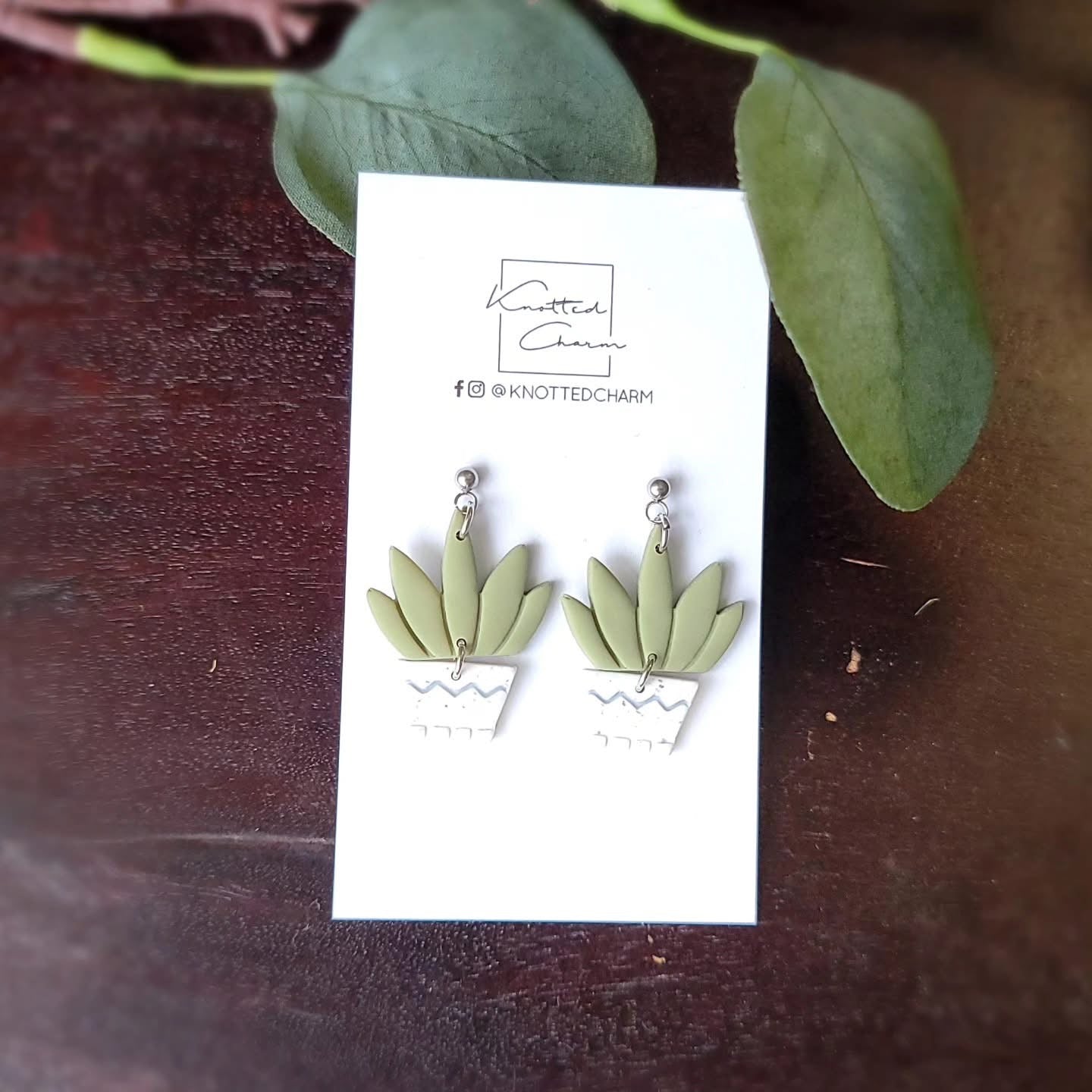 Succulent Dangle Earring - Silver Stud