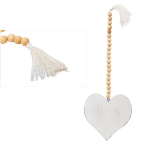 Wood Bead Garland w/Heart, 20"L