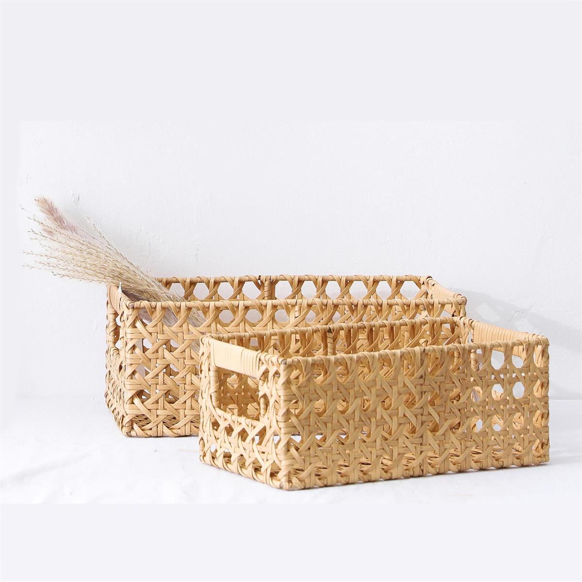 Plastic Rattan Storage Crates - Small