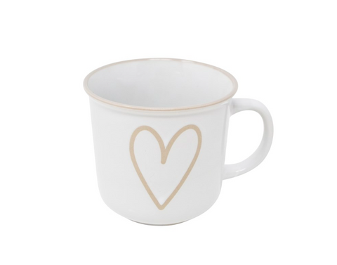 14oz White Heart Mug