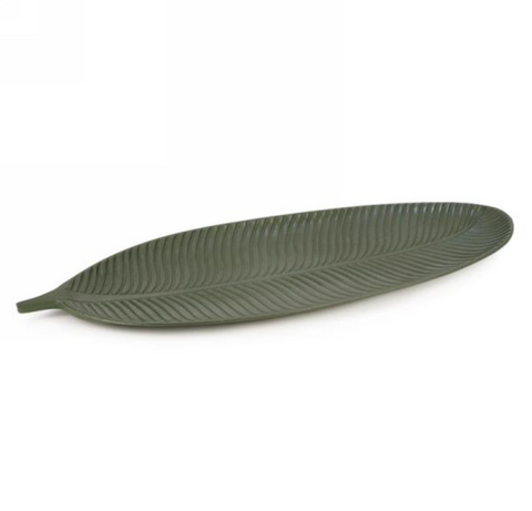 Small khaki green leaf platter