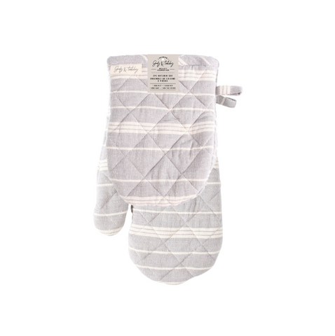 Stonewash Stripe Mitt & Grabber - 2pc Set Grey