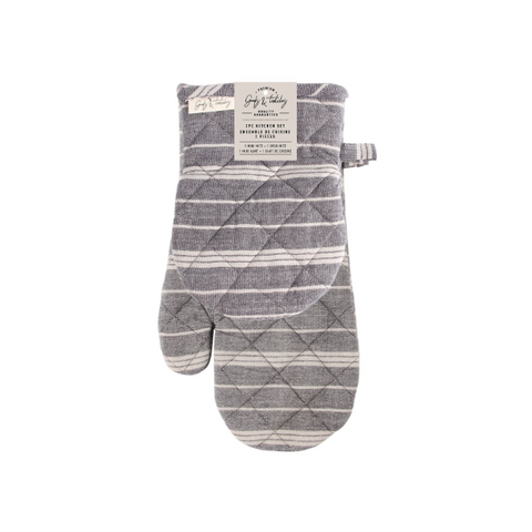 Stonewash Stripe Mitt & Grabber - 2pc Set Deep Grey