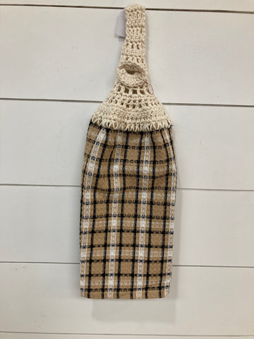 Taupe and Black Plaid Tea Towel